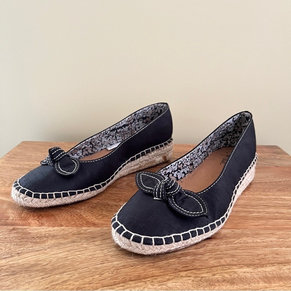 Life Stride Espadrilles Women's 6.5 Black Bow Low Wedge Heel Preppy Summer Shoe - Picture 2 of 12